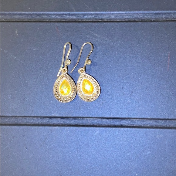 ☀️Vintage sterling earrings ,yellow stone - Picture 2 of 3